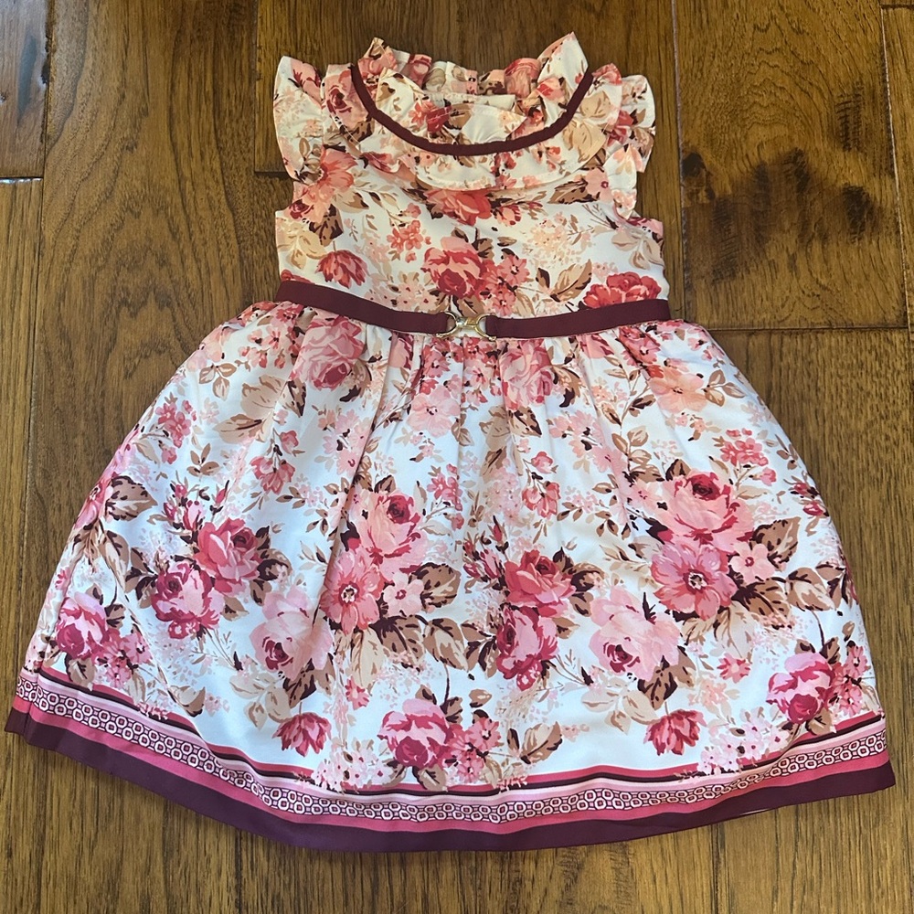Floral Sleeveless Dress with Ruffle Collar
